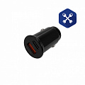 Зарядное устройство в прикуриватель USB 3.0+Type-C (2 порта, 3А, черное) ("AVS")