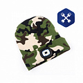 Фонарик налобный светодиодный (яркость  80 Лм, 3 режима, АКБ) шапка КАМУФЛЯЖ ("Альтернатива")