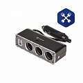 Разветвитель прикуривателя 12/24В на 3 гнезда и USB (5.0А) черный ("Airline")