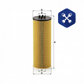 Фильтр масляный МАЗ дв.Mercedes-Benz НU12 140X (H=314 мм, ф=57/122 мм) ("MANN FILTER")