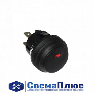 Кнопка влагозащищенная 12В (красное свечение)