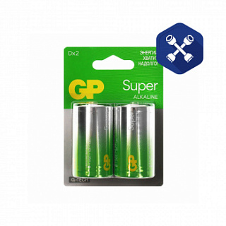 Батарейка щелочная LR20 13A (2 шт) Super Alkaline ("GP")