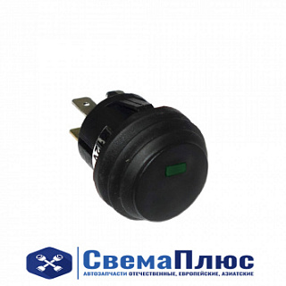 Кнопка влагозащищенная 12В (зеленое свечение)