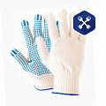 Перчатки ХБ белые (точка) 5-ти нитка с ПВХ (синяя/зеленая резинка) (ООО "Камские перчатки")