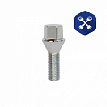 Болт колеса М14х28х1.5 с юбкой конус, ключ 17 (хром)