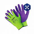 Перчатки комбинированные (1 покрытие вспененный латекс, зелено-фиолетовые) ("Fiberon")